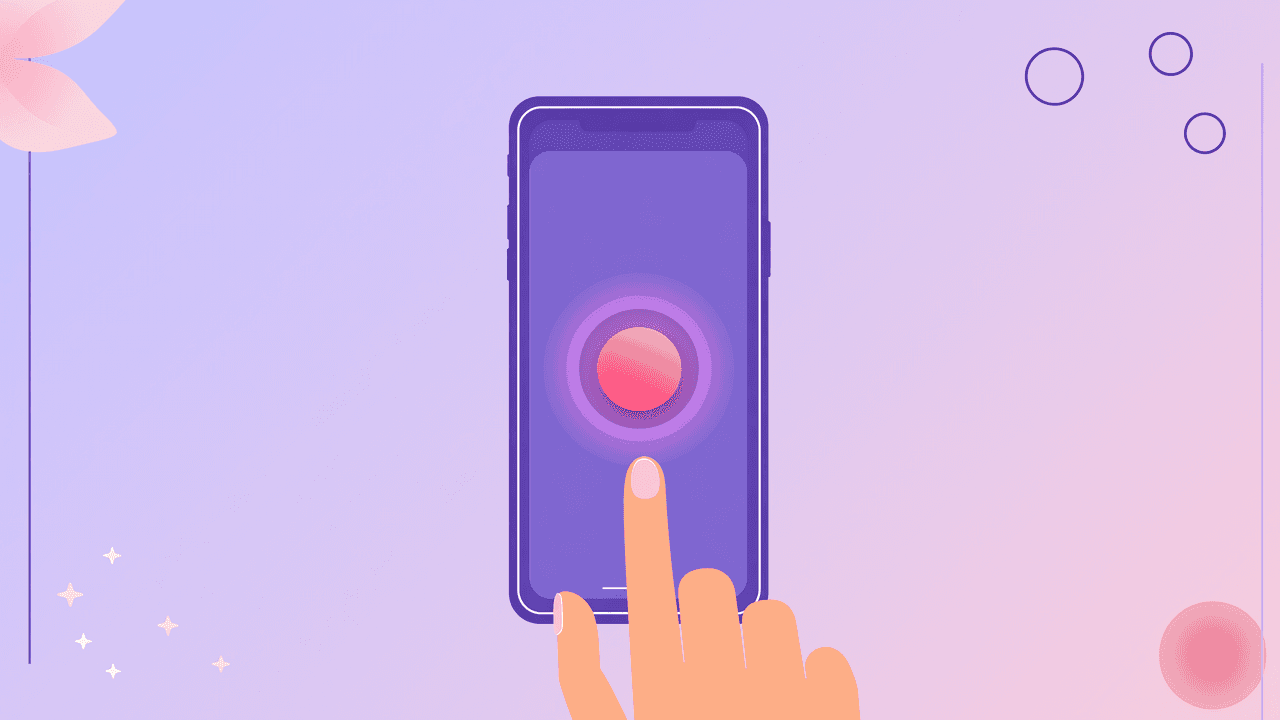 finger hovering over a soft glowing button on a phone screen
