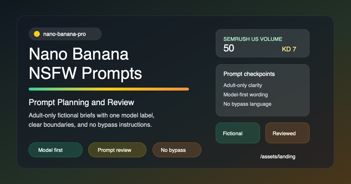 Nano Banana NSFW prompts workflow with model labels and adult-only review checkpoints